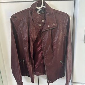 Burgundy Kut from the Kloth Vegan Leather Jacket